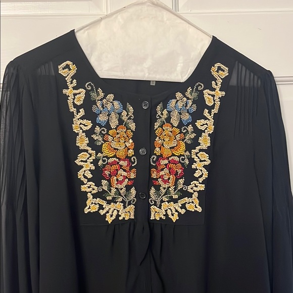Black embellished long sleeve blouse excellent condition - Picture 12 of 13